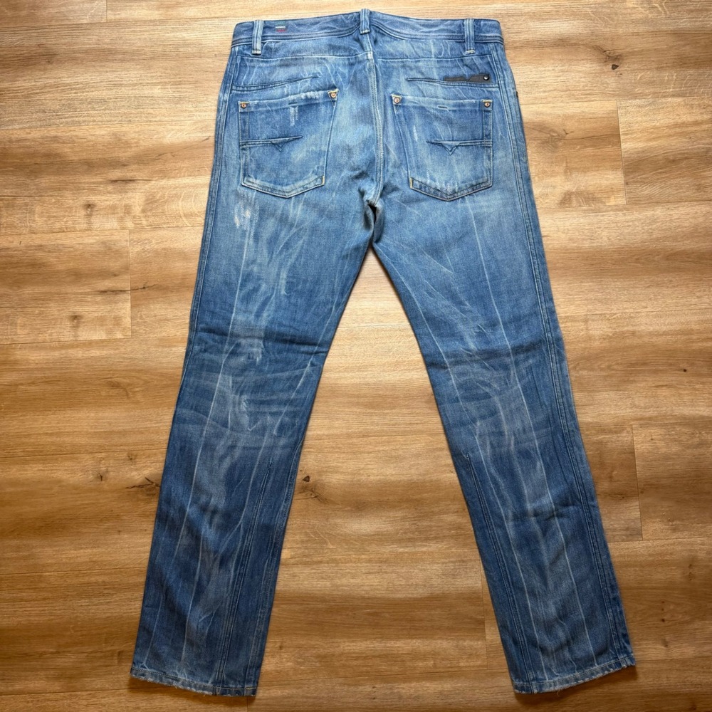 Diesel Darron Jeans Men 34x32 Blue Eyecons 2010/2 Edition Distress Slim Tapered